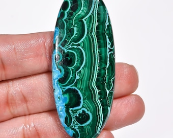 Natural Chrysocolla Malachite Cabochon Loose Gemstone Oval Shape Malachite Chrysocolla Crystal Stone 60X24X6 mm Malachite Chrysocolla