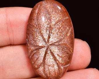 Natural Sunstone Gemstone, Oval Shape Sunstone Loose Cabochon Stone 33X19X4 mm 31 Carat Sunstone Crystal, Gift For Her Jewelry Making Stone
