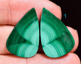 Natural Malachite Cabochon Pair Malachite Pair Loose Gemstone Pair Mind Blowing Malachite Pair Green Pair For Making Earrings