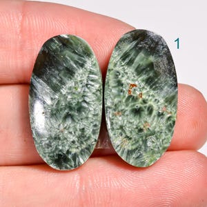 Natural Seraphinite Gemstone Pair, Seraphinite Pair, Seraphinite Crystal Seraphinite Stone For Making Earring