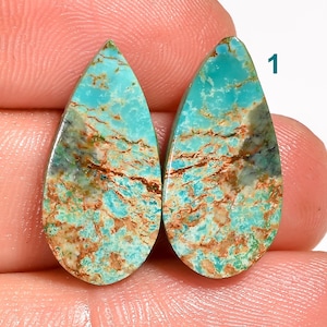 Paire de turquoises du Tibet naturelles en forme de mélange Paire de pierres précieuses de turquoises du Tibet assorties Paire de cristaux turquoises pour faire des boucles d'oreilles