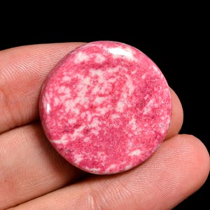 Natural Pink Thulite Gemstone, Round Shape Pink Thulite Cabochon Loose Stone 26X26X6 mm 46 Carat Thulite Crystal Gift For Her Pink Thulite