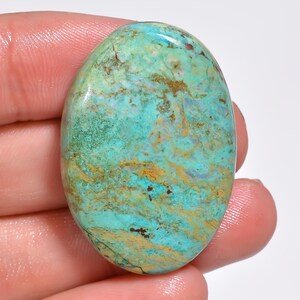 Chrysocolle naturelle, forme ovale, cristal de chrysocolle, 37 x 25 x 7 mm, cabochon de chrysocolle, 52 carats, pierre de chrysocolle pour la fabrication de bijoux