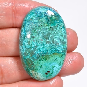 Chrysocolle naturelle, forme ovale, cristal de chrysocolle, 39 x 25 x 8 mm, cabochon de chrysocolle 68 carats, pierre de chrysocolle pour la fabrication de bijoux