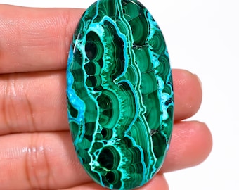 Natural Chrysocolla Malachite Cabochon Loose Gemstone Oval Shape Malachite Chrysocolla Crystal Stone 51X28X6 mm Malachite Chrysocolla