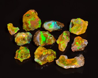 Natural Ethiopian Opal Rough Stone Lot Dry Ethiopian Opal Raw Crystal 13X10 22X18 mm 117Carat Opal Gemstone 11 Pieces Lot Welo Fire Opal Lot