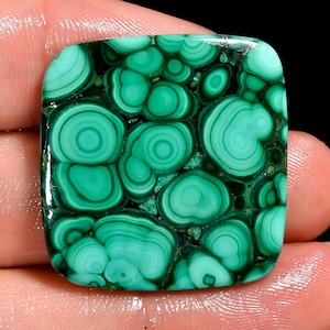 Natural Malachite Gemstone, Cushion Shape Malachite, Loose Gemstone 29X28X5 mm 48 Carat Malachite Birthstone Gift For Her Malachite Cabochon