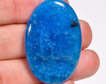 Natürlicher Neon Blauer Apatit, ovale Form Apatit Kristall, loser Edelstein, 37X24X6 mm 63 Karat Apatit für die Herstellung von Schmuck Geschenk für Sie