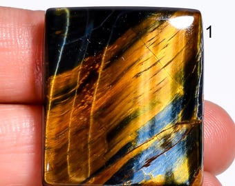 Natural Iron Tiger Eye Cabochon Loose Gemstone Blue Tiger Eye Crystal Stone Both Side Polished Tiger Eye For Making Jewelry Gift For Her