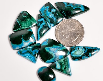Natural Chrysocolla Malachite Lot Mix Shape Malachite Chrysocolla Gemstone Lot 10 Pieces Lot 17X12 25X20 mm Malachite Chrysocolla Stone