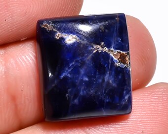 Natural Sodalite Gemstone Blue Sodalite Cabochon Loose Gemstone 16X14X5 mm 12 Carat Top Grade Radiant Shape Sodalite Jewelry Making Stone