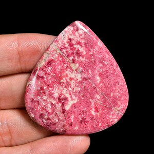 Natural Pink Thulite Gemstone, Pear Shape Pink Thulite Cabochon Loose Stone 45X41X5 mm 89 Carat Thulite Crystal Gift For Her Pink Thulite