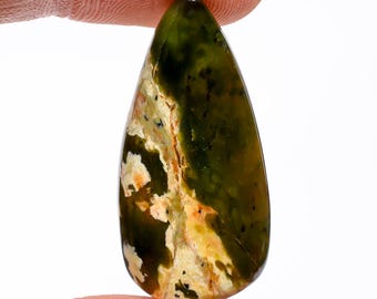 Natural Chrome Chalcedony Cabochon Loose Gemstone Healing Crystal Pear Shape Chrome Chalcedony Stone 35X16X5 mm 26 Carat Chrome Chalcedony