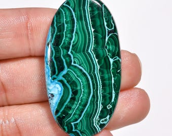 Natural Chrysocolla Malachite Cabochon Loose Gemstone Oval Shape Malachite Chrysocolla Crystal Stone 46X24X5 mm Malachite Chrysocolla