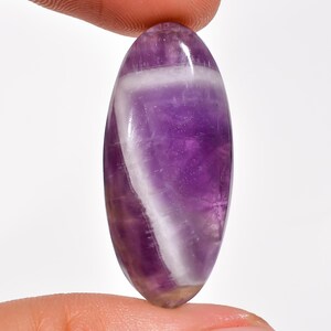 Natural Chevron Amethyst Cabochon, Loose Gemstone Oval Shape Chevron Amethyst  33X15X6 mm 24 Carat Amethyst Gemstone For Making Jewelry
