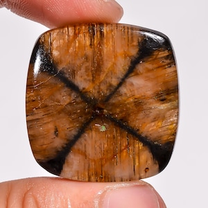 Natural Chiastolite Gemstone Cushion Shape Chiastolite Crystal 31X30X5 mm 63 Carat Chiastolite Cabochon Loose Stone Gift For Her