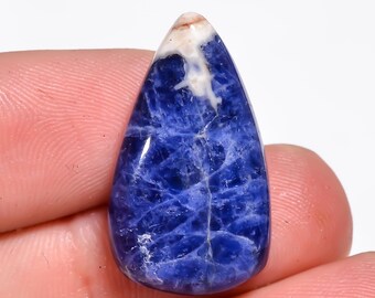 Natural Sodalite Gemstone Blue Sodalite Cabochon, Loose Gemstone 24X14X5 mm 13 Carat Top Grade Sodalite Pear Shape Jewelry Making Stone