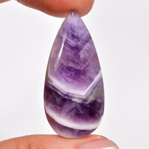 Natural Chevron Amethyst Cabochon, Loose Gemstone Pear Shape Chevron Amethyst  38X18X6 mm 32 Carat Amethyst Gemstone For Making Jewelry