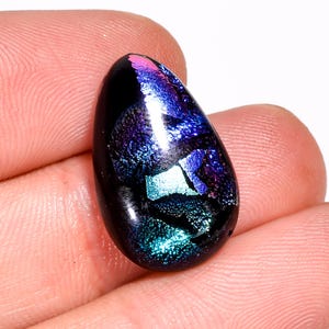 Dichroic Glass Stone, Pear Shape Dichroic Glass 20X13X6 mm 12 Carat Dichroic Glass Crystal For Making Jewelry