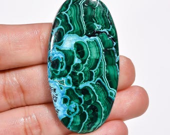 Natural Chrysocolla Malachite Cabochon Loose Gemstone Oval Shape Malachite Chrysocolla Crystal Stone 53X27X5 mm Malachite Chrysocolla