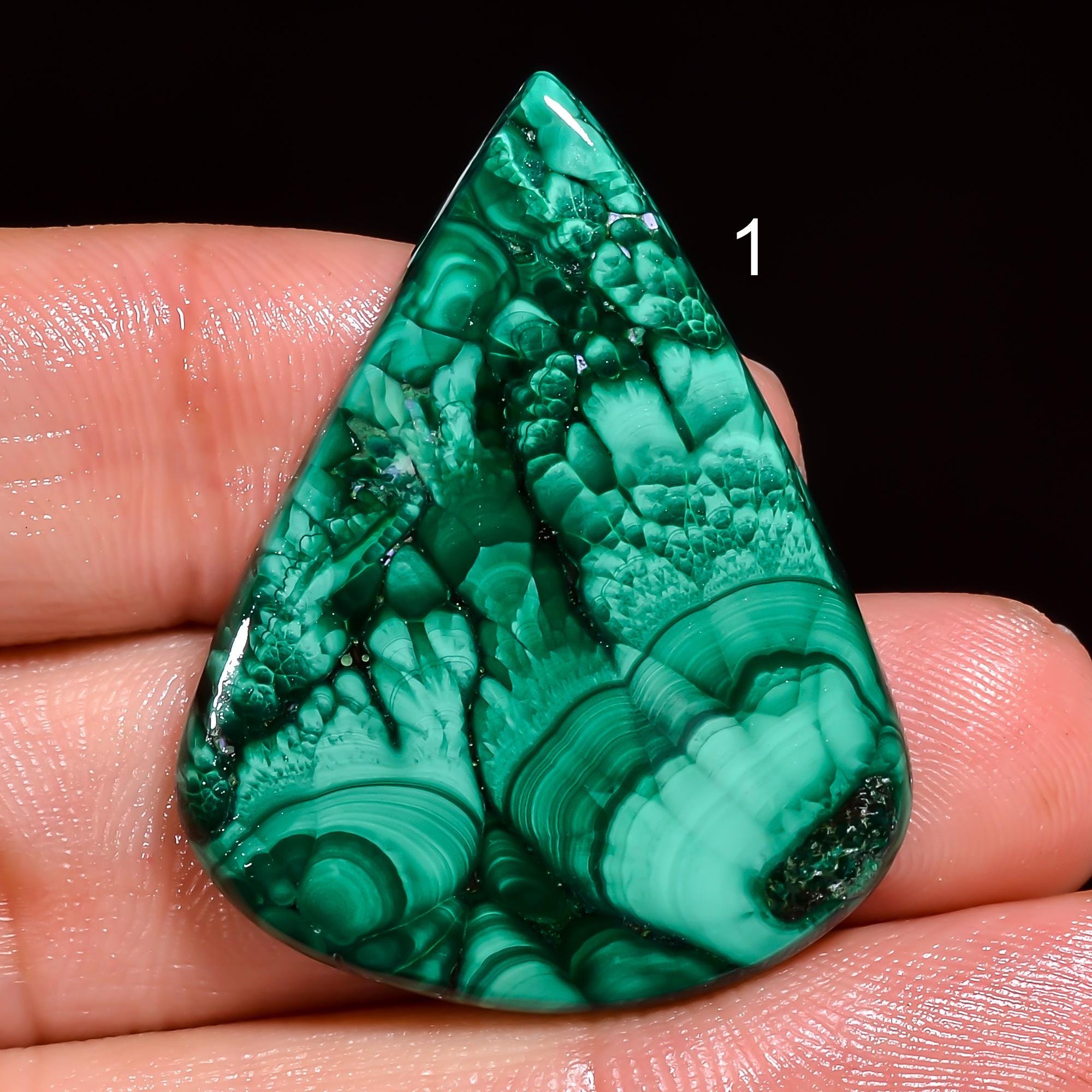 Bague cabochons malachite et argent