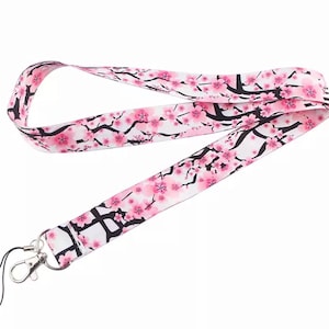 Cherry blossom lanyard - Sakura lanyard - Pink lanyard -Flower lanyard