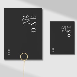 Números de mesa minimalistas pretos, números de mesa de casamento, números de mesa modernos para impressão, modelo de número de mesa para download instantâneo, faça você mesmo
