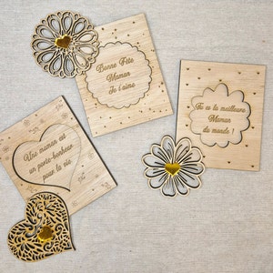 Carte bois personnalisée Maman