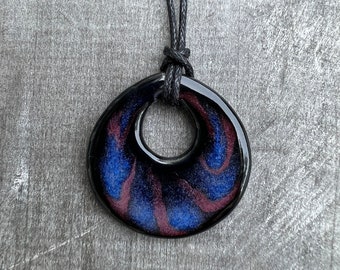 Banded Aurora Borealis Ceramic Pendant Necklace / Handmade Gift