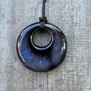 Ceramic Aurora Pendant / Adjustable Waxed Cord / Handmade Gift