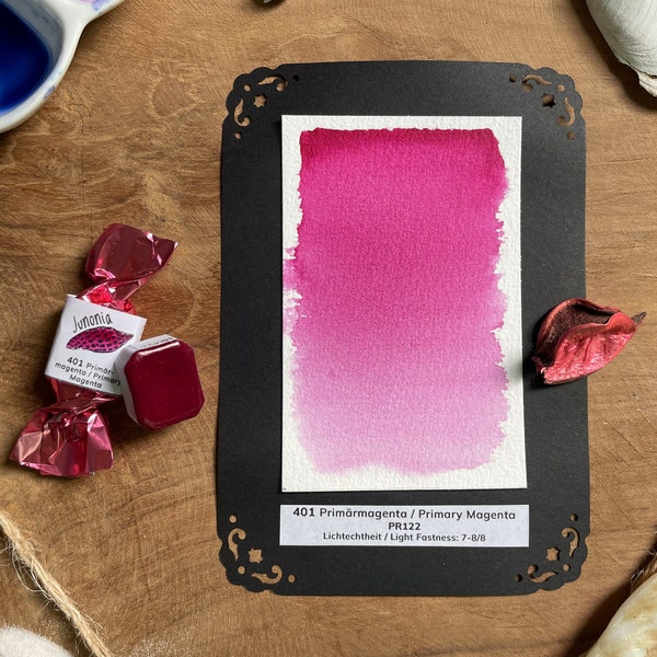 Handgemachte vegane Aquarellfarbe - 401 Primärmagenta [PR122]