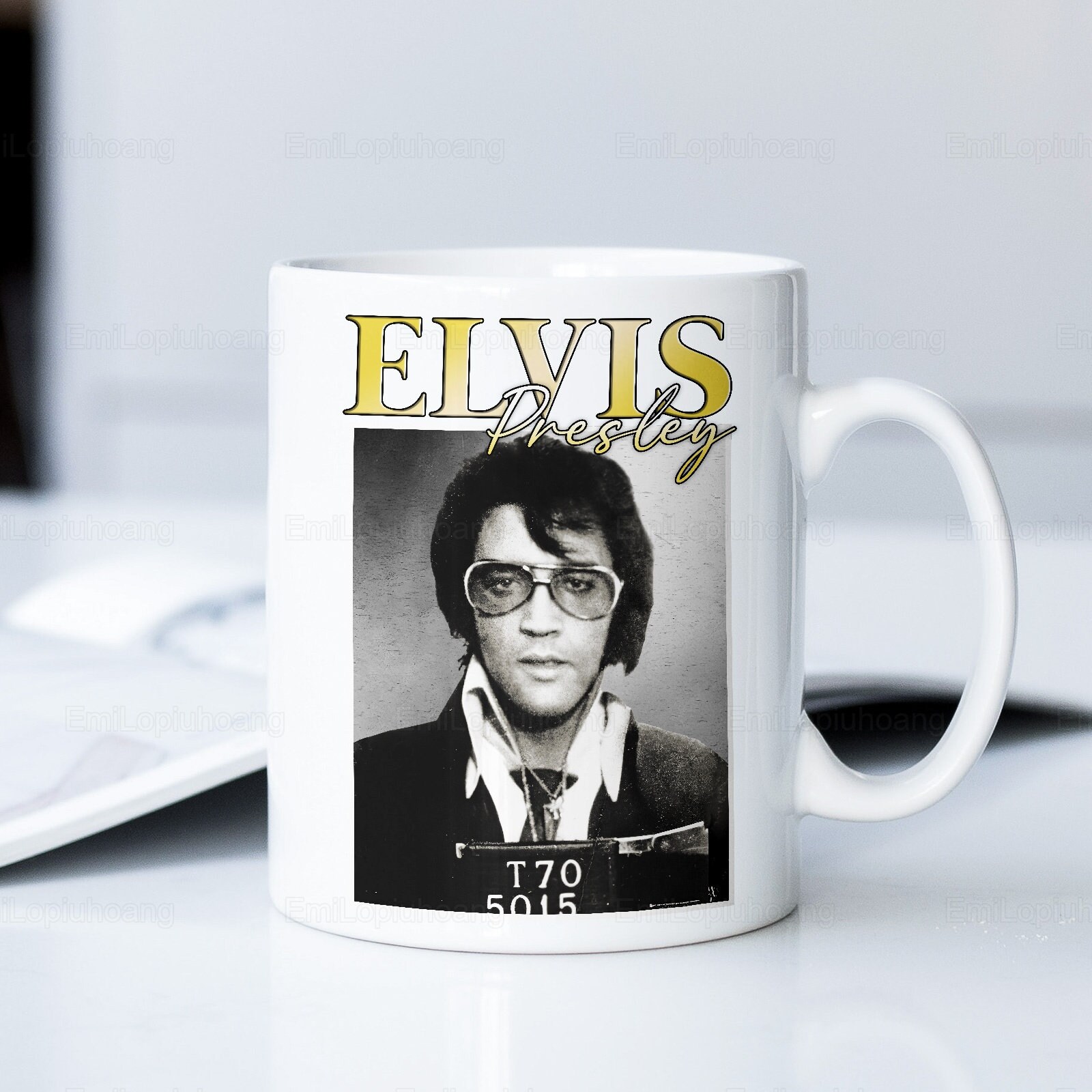 Gift Boxed Elvis Presley Black Ceramic Coffee Mug/Tea Cup 