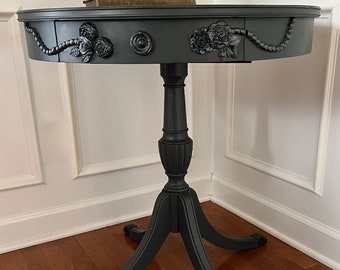 Sold! Do Not Purchase!  Vintage Drum Table "Midnight Garden"