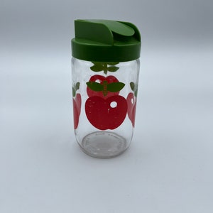 Bocal Sucrier Vintage Henkel - Couvercle Vert, Pommes Rouges, 17 Cm
