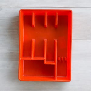Vintage 70s Cutlery Tray - Orange Plastic - Space Age - Made in Italy