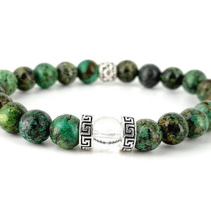 Pulsera turquesa africana perlas naturales reales AAA Unisex Francés artesanal