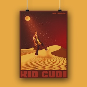 Kid Cudi Mr. Rager Póster Impresión, Arte de pared, Póster imprimible, Descarga digital