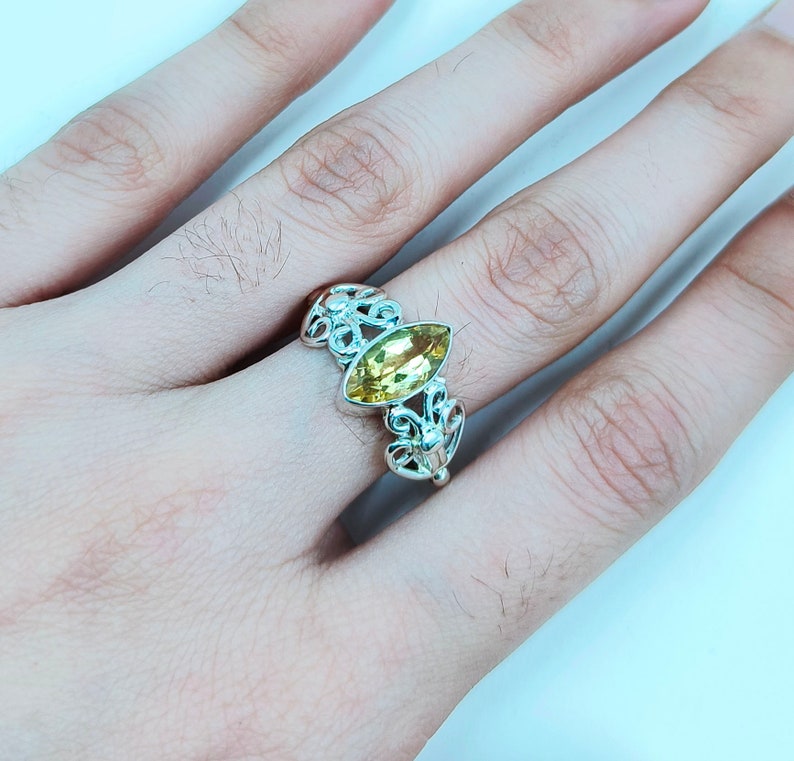 925 Sterling Silber Natürliche Zitrin Quarz Ring Designer Ring Handgemachter Marquise Form Edelstein Ring Geschenk für sie Hochzeit-Braut-Ring Bild 8