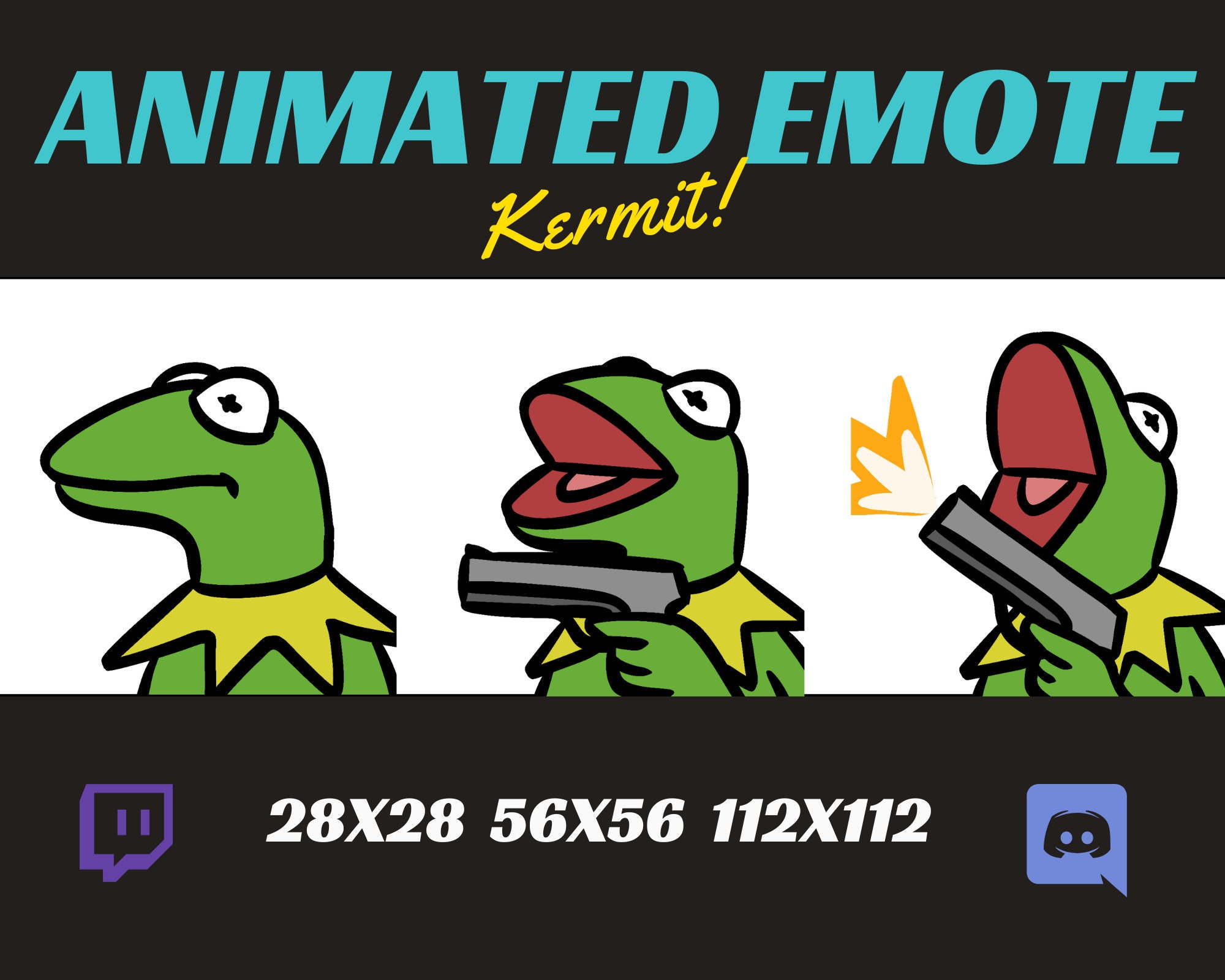 Twitch Emote Animated / Kermit Gun / Shooting / Meme / GIF / Etsy UK