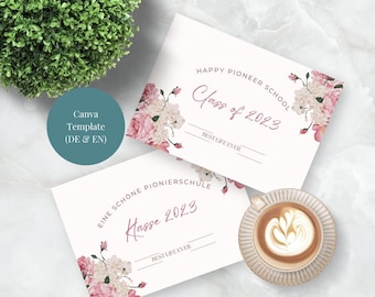 Pioneer School Printable Card | Canva Template | Jehovah's Witnesses | Class Of 2023| Hand-crafted Design | For Gifts | English and German |