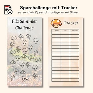 35 Euro Sparchallenge inkl. Tracker für A6 Binder | PDF Download | Sparbinder Umschlagmethode | Pilz Sammler Sparspiel