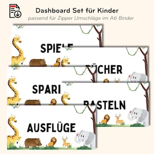 Dashboards for Kids for A6 Budget Binder | Cover Method Cover Pages Safari Variable Cost | Download PDF