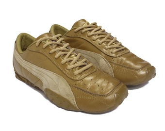Puma x Mihara Yasuhiro Y2K Vintage Archive Metallic Gold Ladies Leather Sneakers Shoes 2000s
