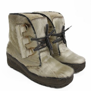 Arktis Style 70er Jahre Vintage Lammfell gefüttert Pelz Eskimo Winterstiefel
