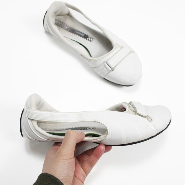 Puma 2000s Vintage Leather Driving Ballet Flats Shoes Archive Y2K