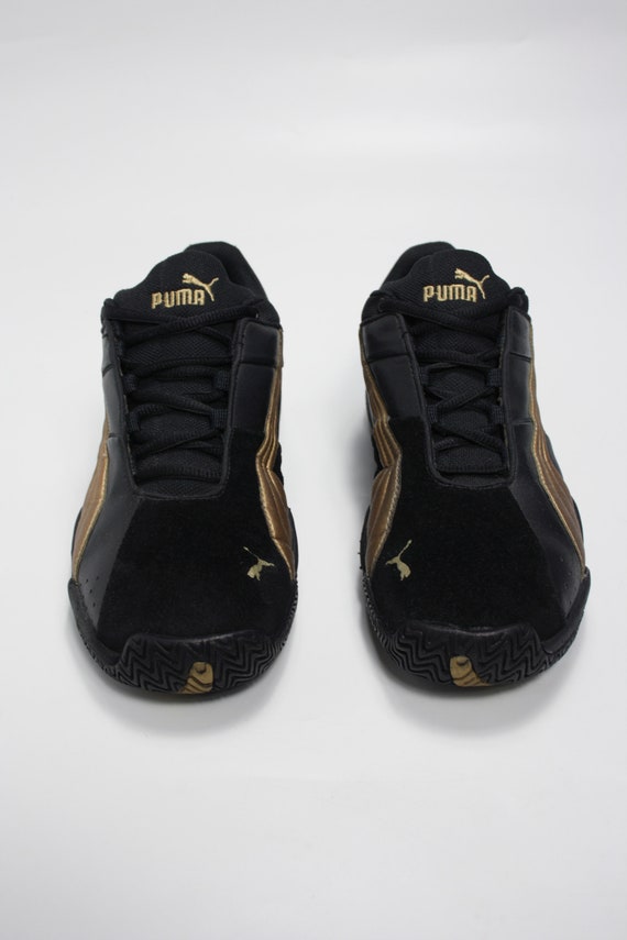 Puma 2000s Vintage Evertrack Leather Suede Chunky Sneaker Shoes Black Gold Etsy Australia