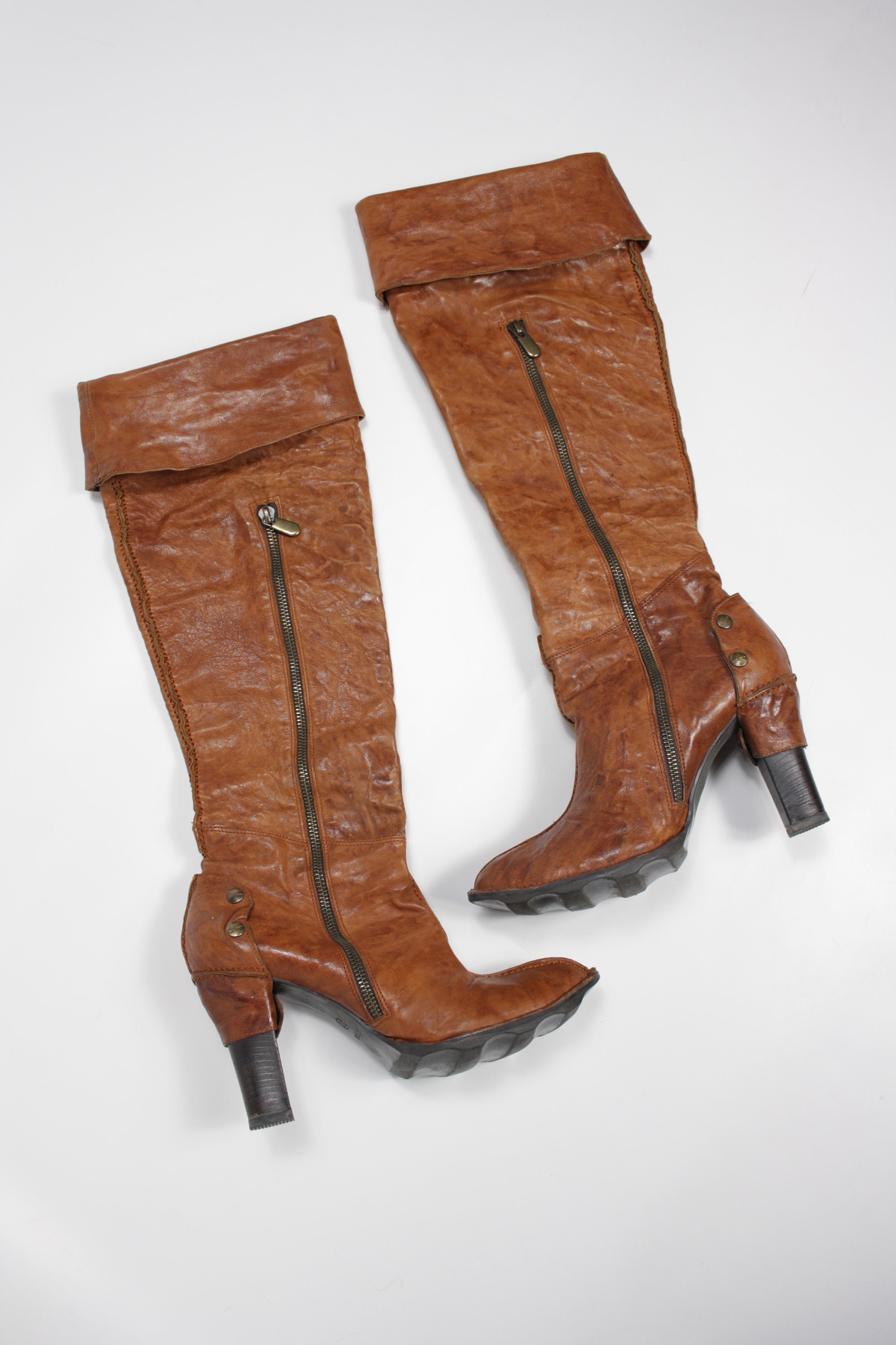 Diesel Y2K Vintage Genuine Leather Knee-high Zip Boots Shoes Diesel Y2K Vintage Genuine Leather Knee-high Zip Boots Shoes