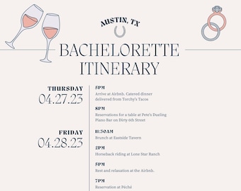 Austin Bachelorette Itinerary - 3 Nights - Customizable Digital Download