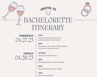 Austin Bachelorette Itinerary - 3 Nights - Customizable Digital Download