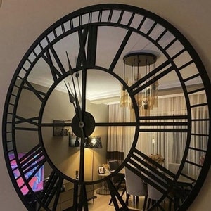 Comprar Reloj de pared de lujo 3D decorativo con espejo, diseño moderno,  números romanos, reloj de pared grande, decoración de lujo para el hogar,  la sala de estar y el dormitorio